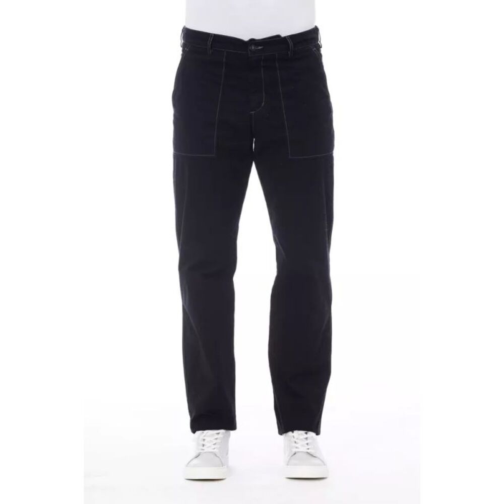 Alpha Studio Blue Cotton Men Men's Pant